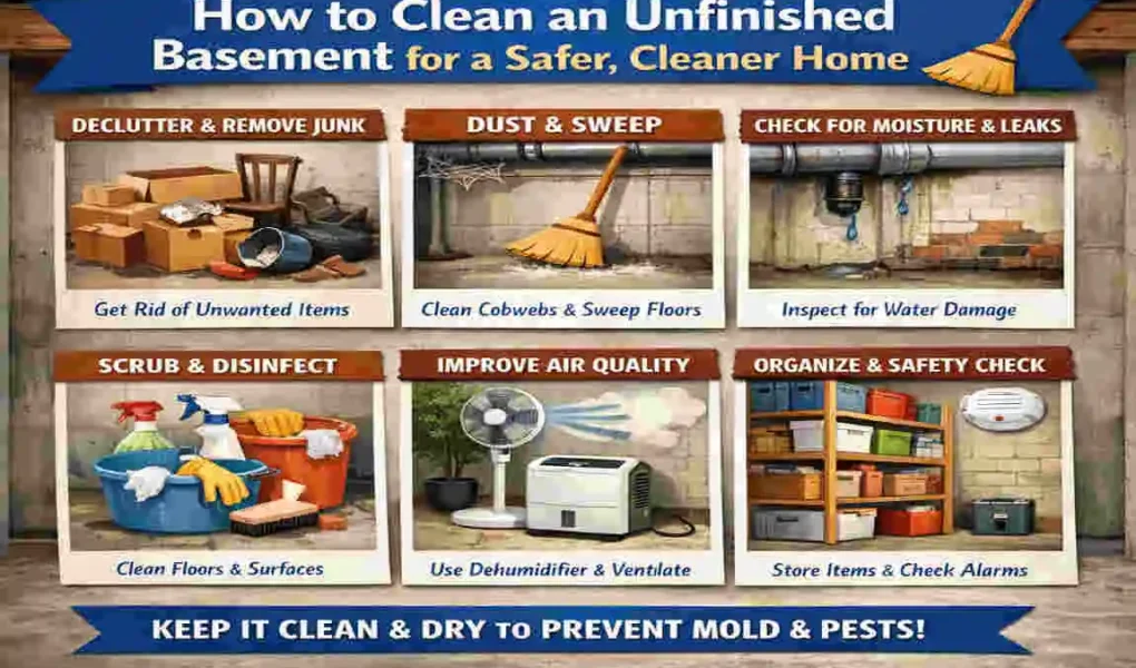 how to clean unfinished basement