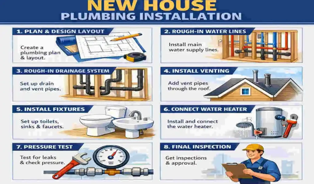 how to install plumbing in a new house