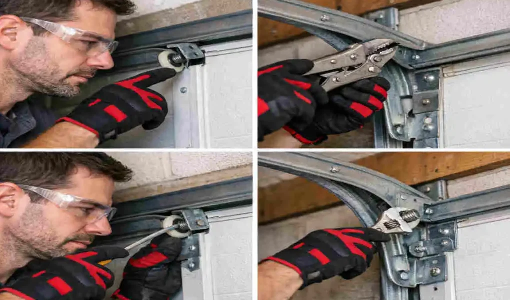 how to fix garage door roller off track
