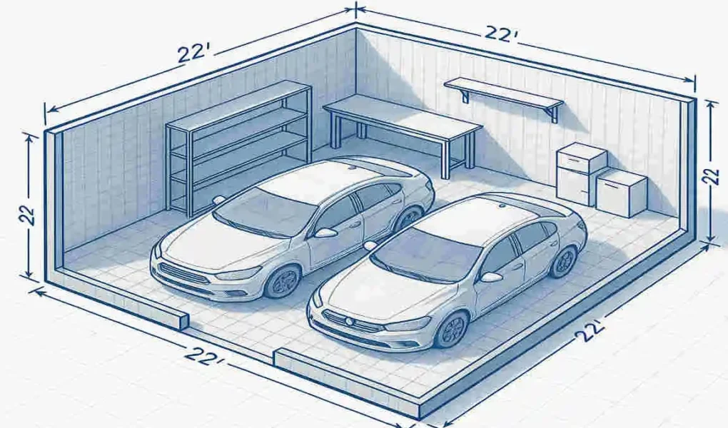 how many square feet is a two car garage