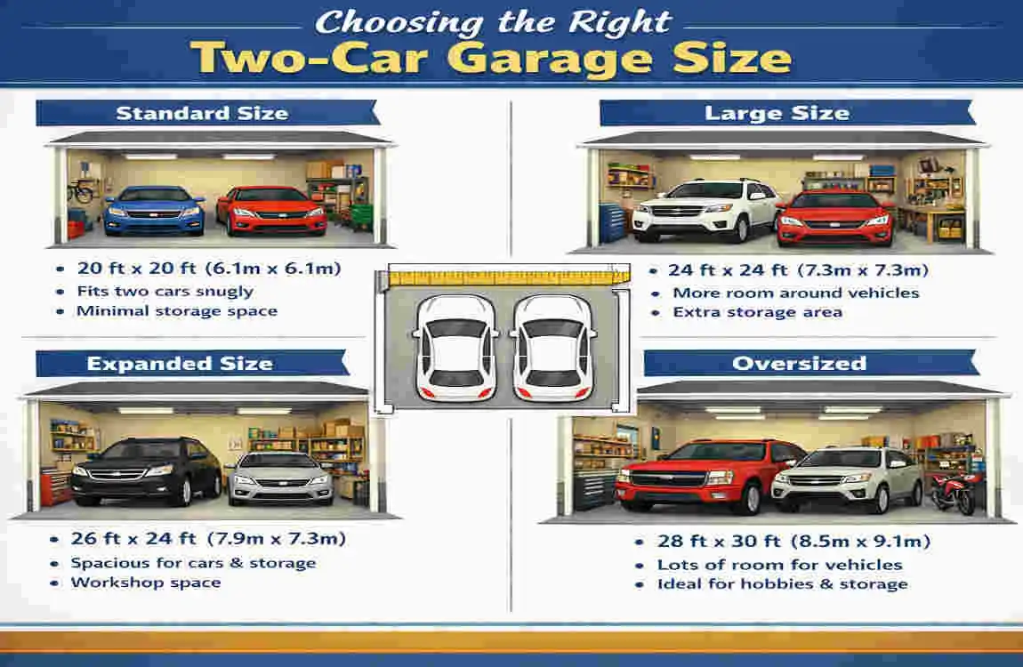 how many square feet is a two car garage