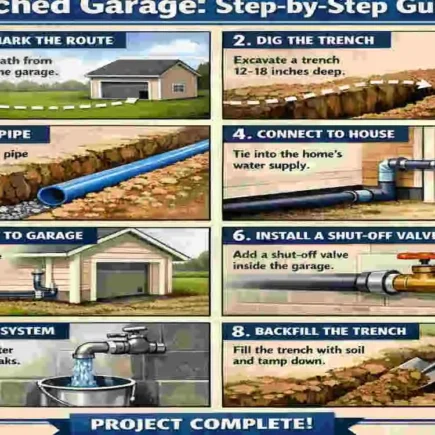how to run a water line to a detached garage