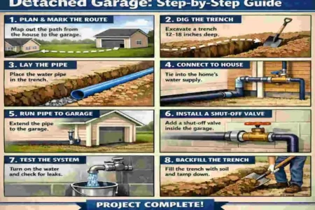 how to run a water line to a detached garage
