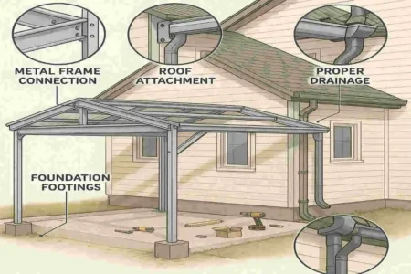 how to build a metal carport attached to house