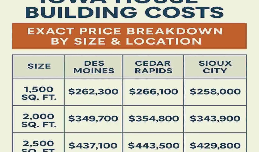 Iowa House Building Costs: Exact Price Breakdown by Size & Location