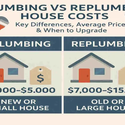 difference between plumbing and replumbing house cost