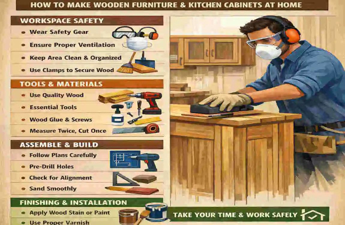 How to make wooden furniture and kitchen cabinet in house