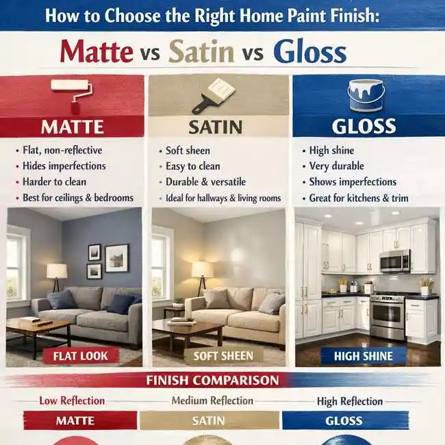 How to Choose the Right Home Paint Finish: Matte vs Satin vs Gloss