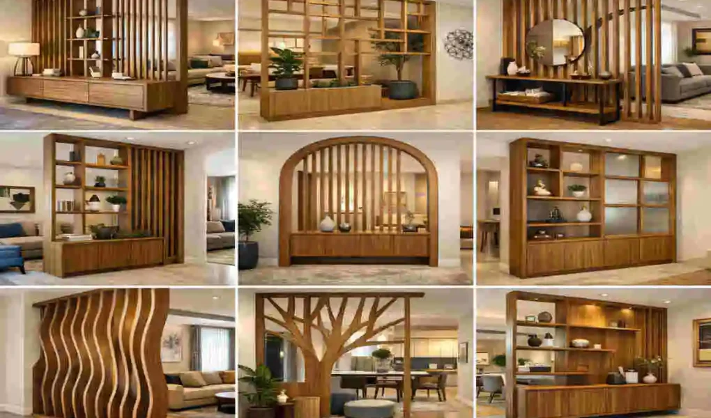 Wooden Living Room Partition Designs