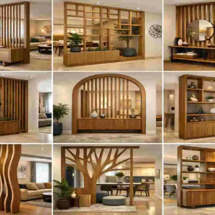 Wooden Living Room Partition Designs