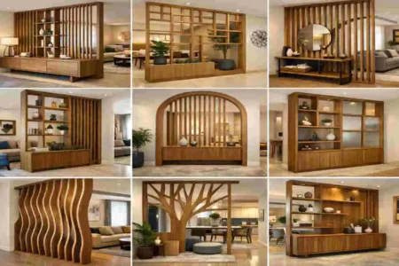 Wooden Living Room Partition Designs