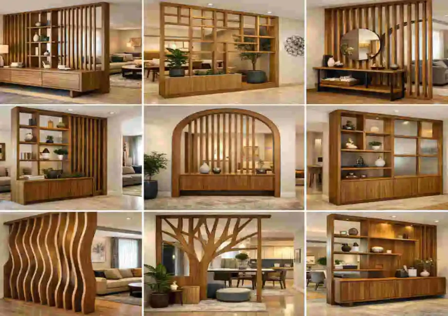 Wooden Living Room Partition Designs
