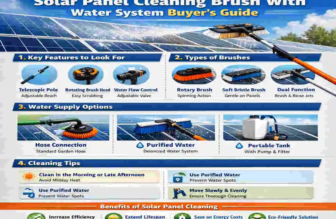 Best Solar Panel Cleaning Brush with Water System for House Roofs