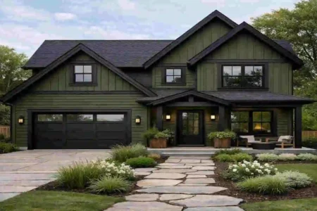 Green House with Black Trim