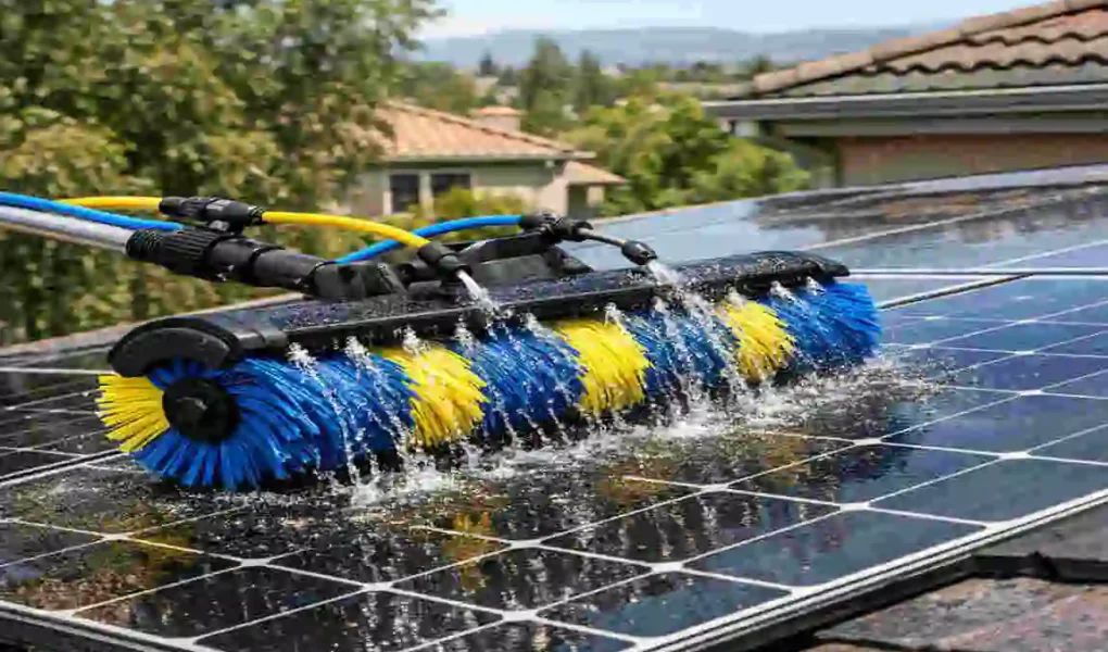Best Solar Panel Cleaning Brush with Water System for House Roofs