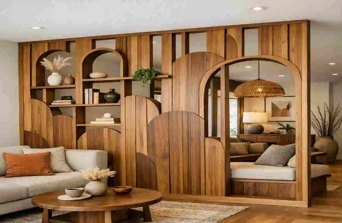 Wooden Living Room Partition Designs