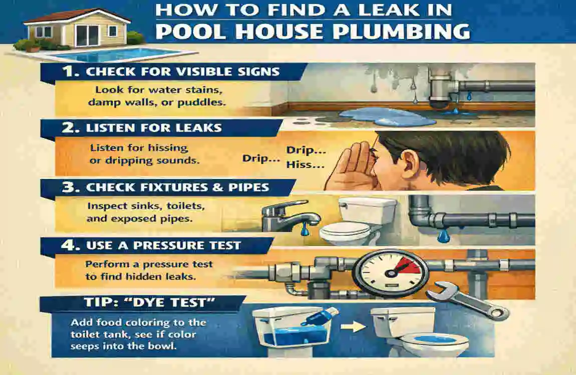 How to Find a Leak in Pool House Plumbing