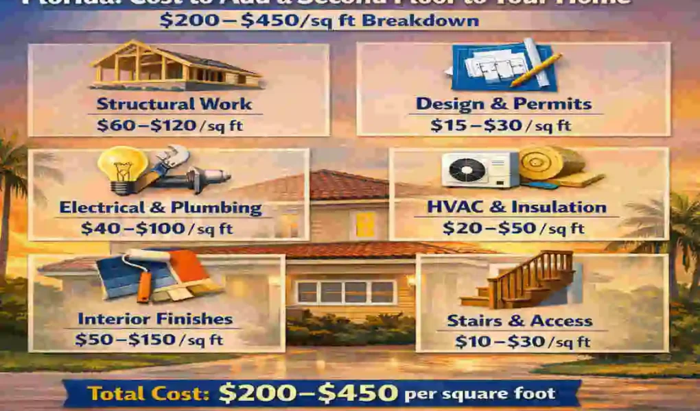 Florida : Cost to Add a Second Floor to Your Home