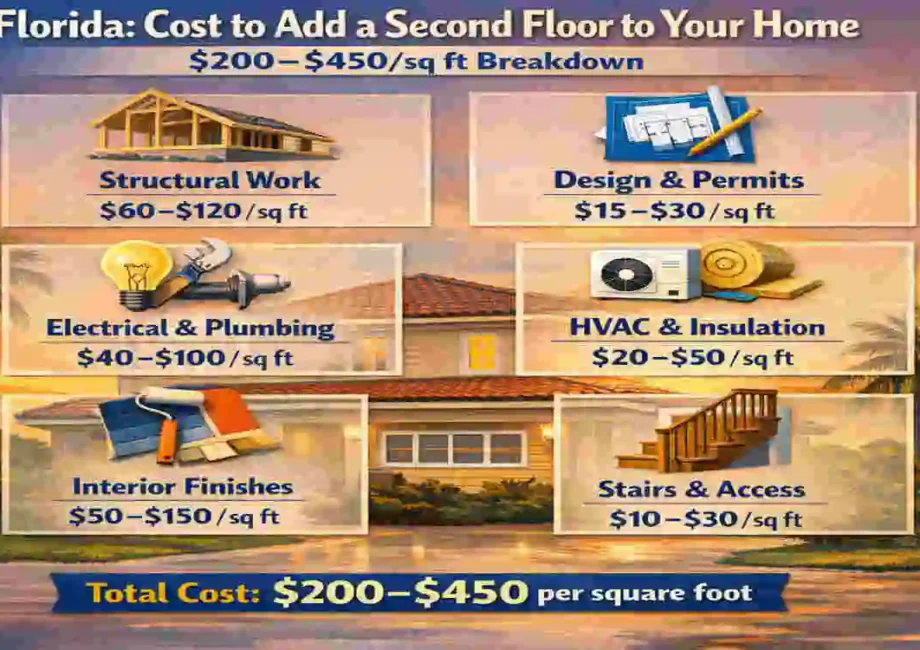 Florida : Cost to Add a Second Floor to Your Home