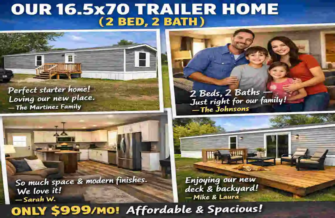 2 bed to bath 16.5x70 trailer home