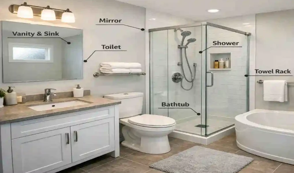 What fixtures are needed for a bathroom?
