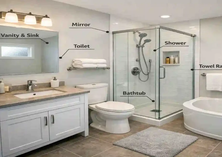 What fixtures are needed for a bathroom?