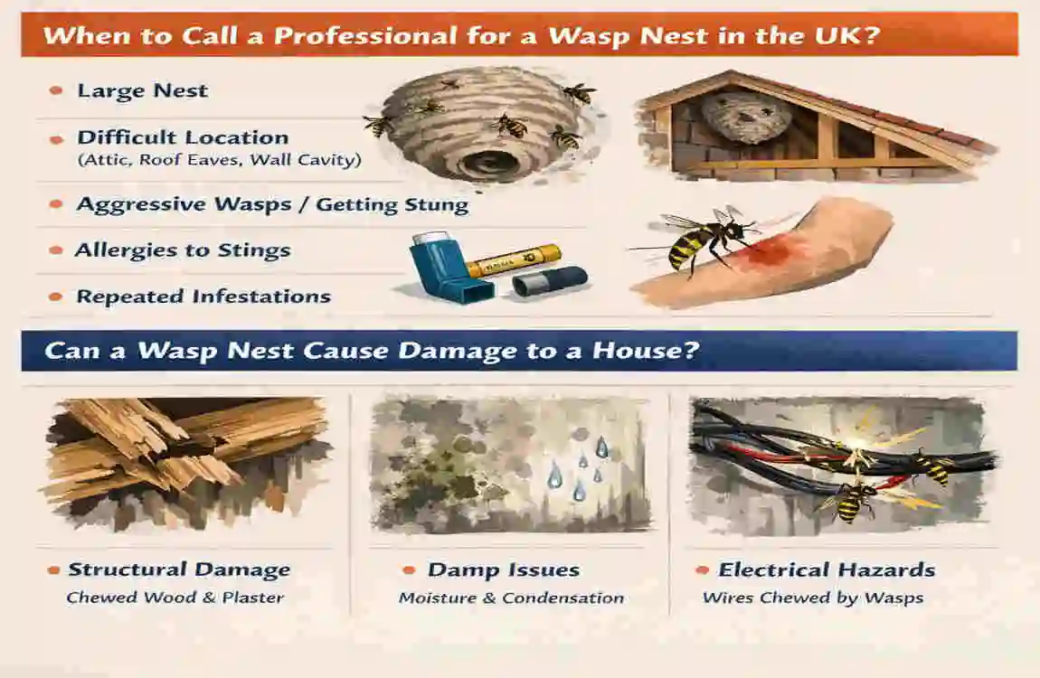 can wasp nest damage house uk