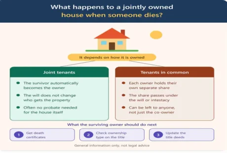 what happens to a jointly owned house when someone dies